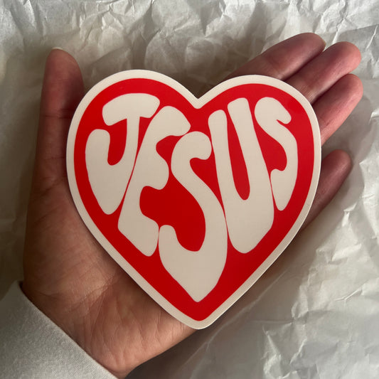 JESUS HEART vinyl decal bumper sticker