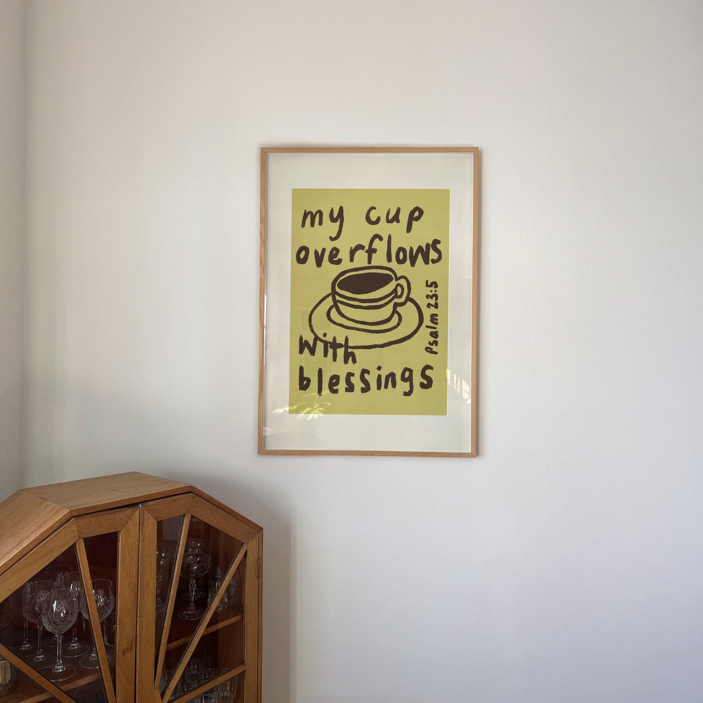 Psalm 23:5 Christian Wall Art Print – My Cup Overflows Blessings green version (Digital Download) (Copy)