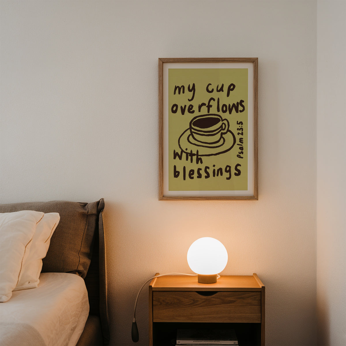 Psalm 23:5 Christian Wall Art Print – My Cup Overflows Blessings green version (Digital Download) (Copy)