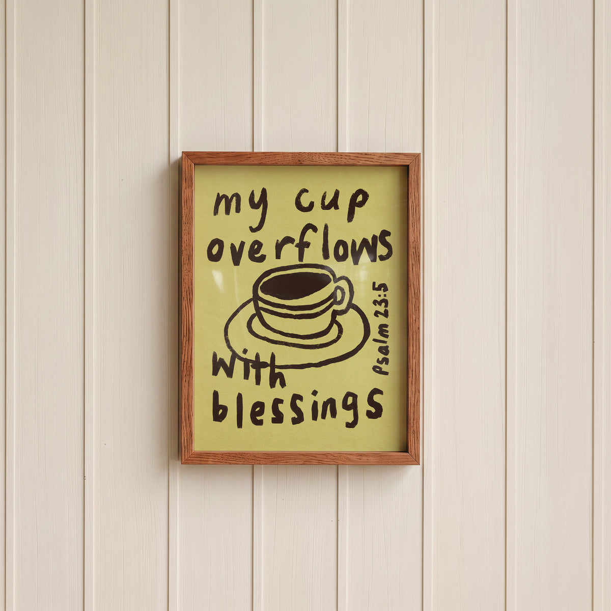 Psalm 23:5 Christian Wall Art Print – My Cup Overflows Blessings green version (Digital Download) (Copy)